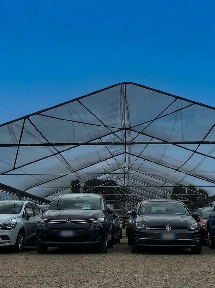 Copertura antigrandine Euromet su concessionaria auto - progetto reale